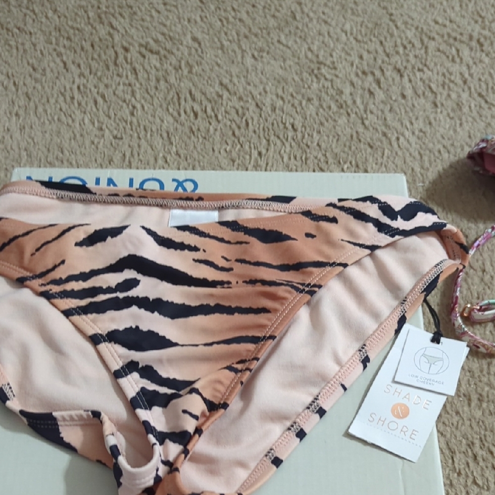 Shade & Shore Tan and Black Lace Trim Panties